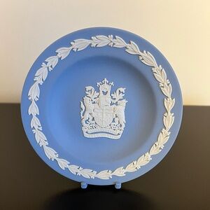 Vintage Wedgwood Blue Jasperware City of Bath Crest Ring Dish
